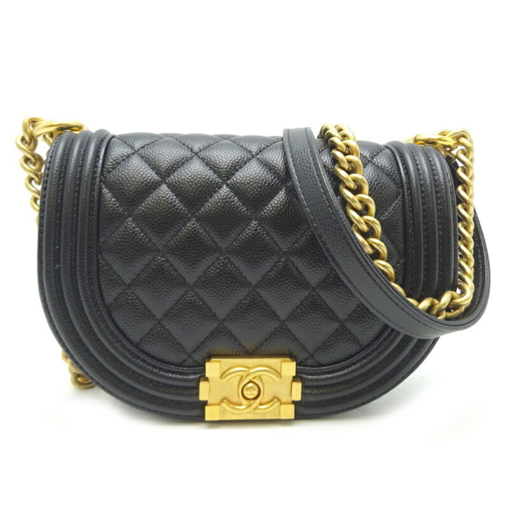 Chanel Boy Chanel Small Caviar Skin Shoulder Bag Black